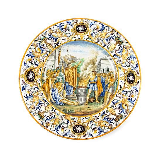 Appraisal: An Italian Majolica Charger Diameter inches An Italian Majolica Charger