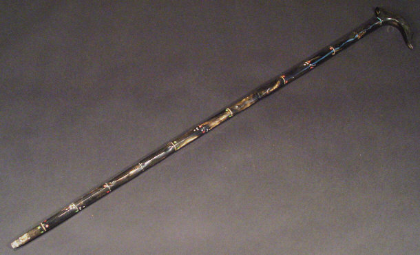 Appraisal: Horn walking cane with colourful beaded inlay cm in length