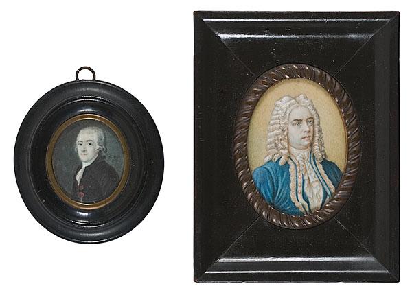 Appraisal: GEORG FREDRICH HANDEL PORTRAIT MINIATURE along with another miniature of