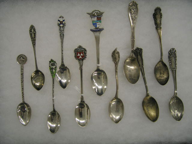 Appraisal: Sterling Silver Souvenir Spoons demitasse includes enameled