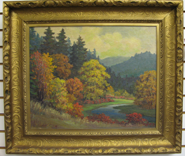 Appraisal: CALIFORNIA AUTUMN LANDSCAPE An anonymous artist with vivid palette in