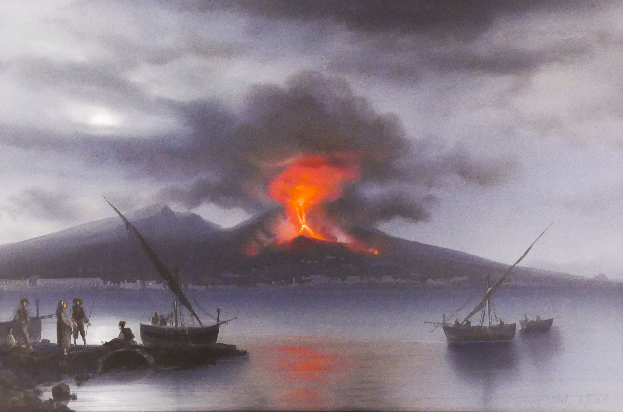 Appraisal: Gioacchino La Pira - Italian ''Eruption of Mt Vesuvius'' Gouache