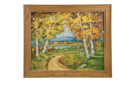 Appraisal: FALL LANDSCAPE AMERICAN SCHOOL TH CENTURY Oil on canvas unsigned