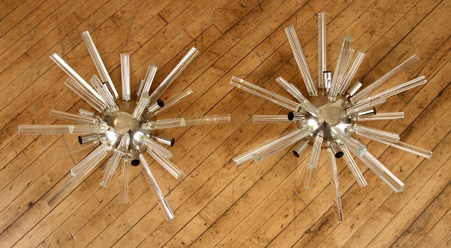 Appraisal: PAIR MURANO GLASS SPUTNIK STYLE SCONCES A pair of Murano