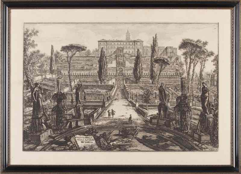 Appraisal: Piranesi Etching''Veduta Della Villa Estnse in Tivoli '' later Regia