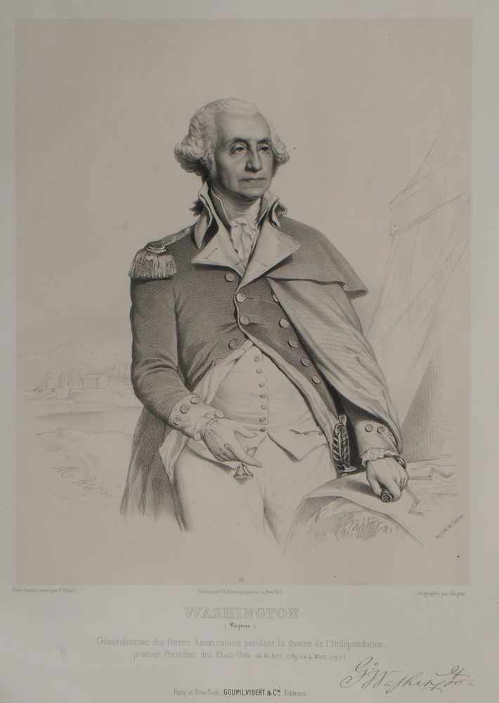 Appraisal: WASHINGTON VIRGINIA Lithograph with tint stone by M Alophe after