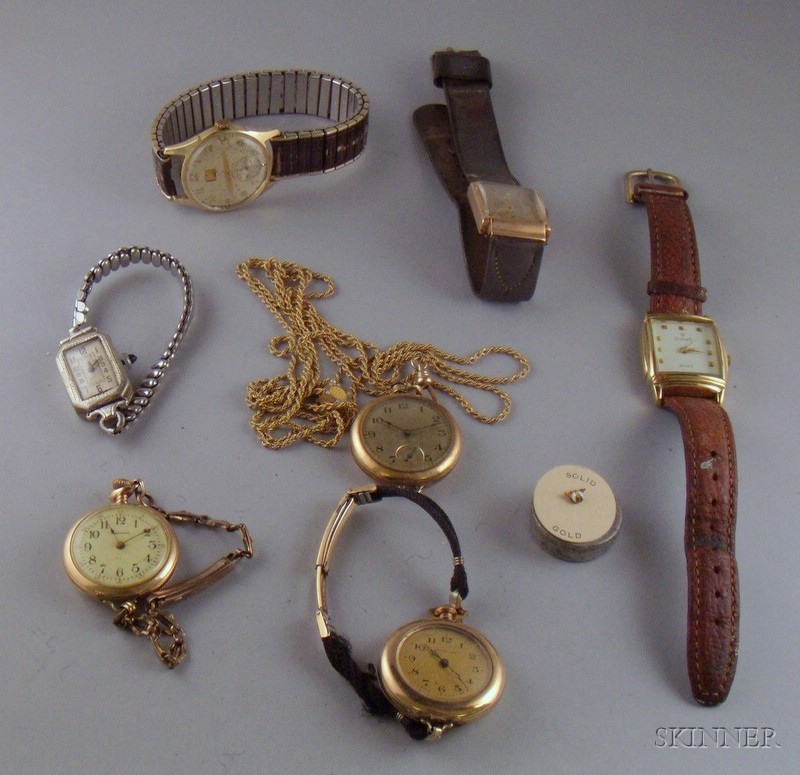 Appraisal: Seven Men's and Ladies' Gold and Gold-filled Wrist and Pendant