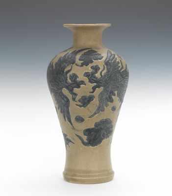 Appraisal: A Chinese Stoneware Vase Of baluster form decorated in sgraffito