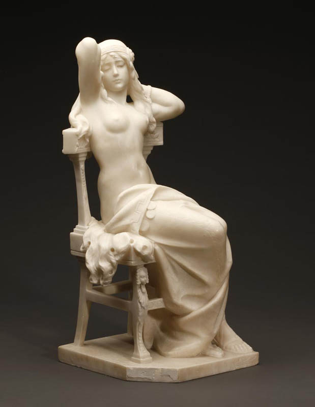 Appraisal: Continental marble Orientalist nude odalisque Continental marble Orientalist nude odalisqueLate