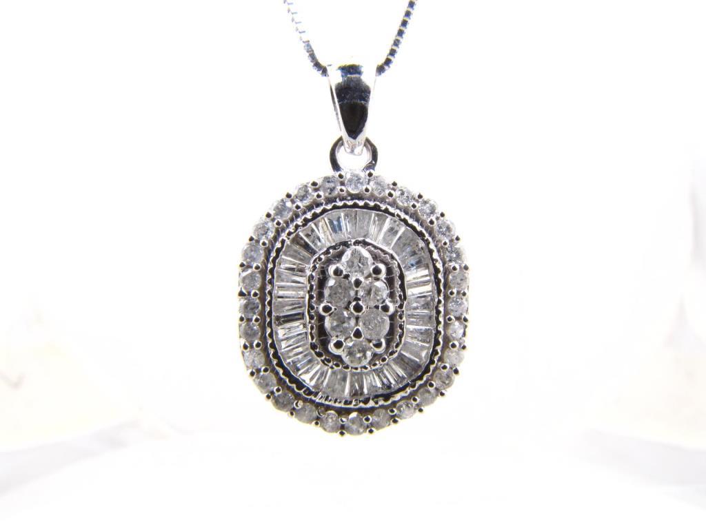 Appraisal: A K white gold long diamond pendant necklace pendant containing