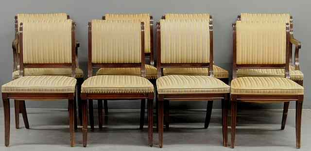 Appraisal: Set of eight Regency style mahogany dining side chairs with