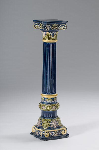 Appraisal: MAJOLICA COLUMNAR FERN STAND English or Continental ca - tin-glazed