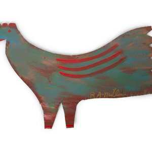 Appraisal: Reuben Aaron Miller American - Rooster paint sheet metal Height