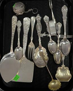 Appraisal: Group of sterling flatware serving pieces tea balls etc to