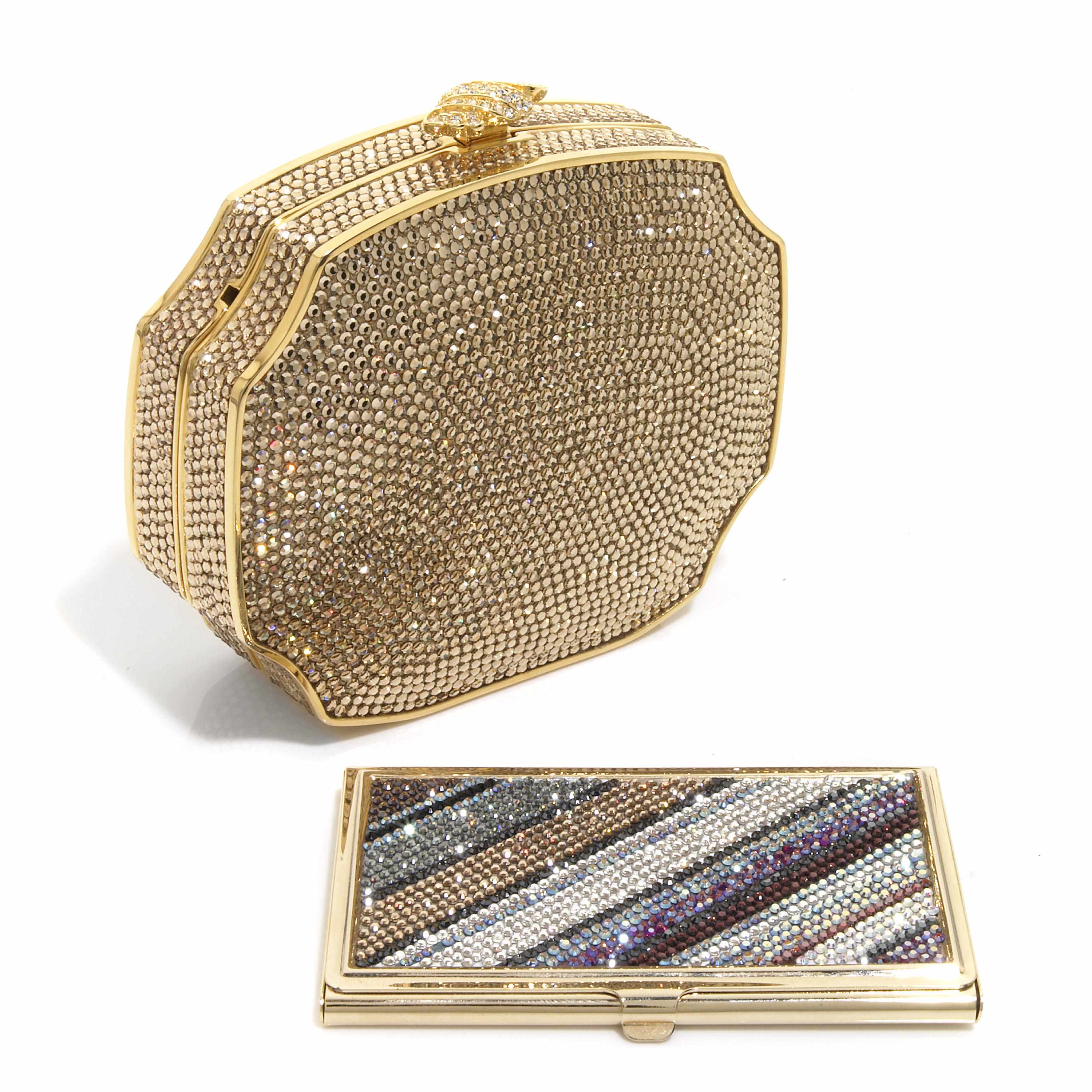 Appraisal: A gold crystal purse with a shell motif closure together