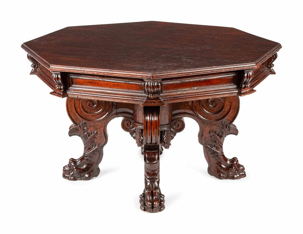 Appraisal: An Italian Baroque Carved Walnut Center Table An Italian Baroque