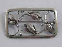 Appraisal: A rectangular silver floral brooch by George Jensen London measuring