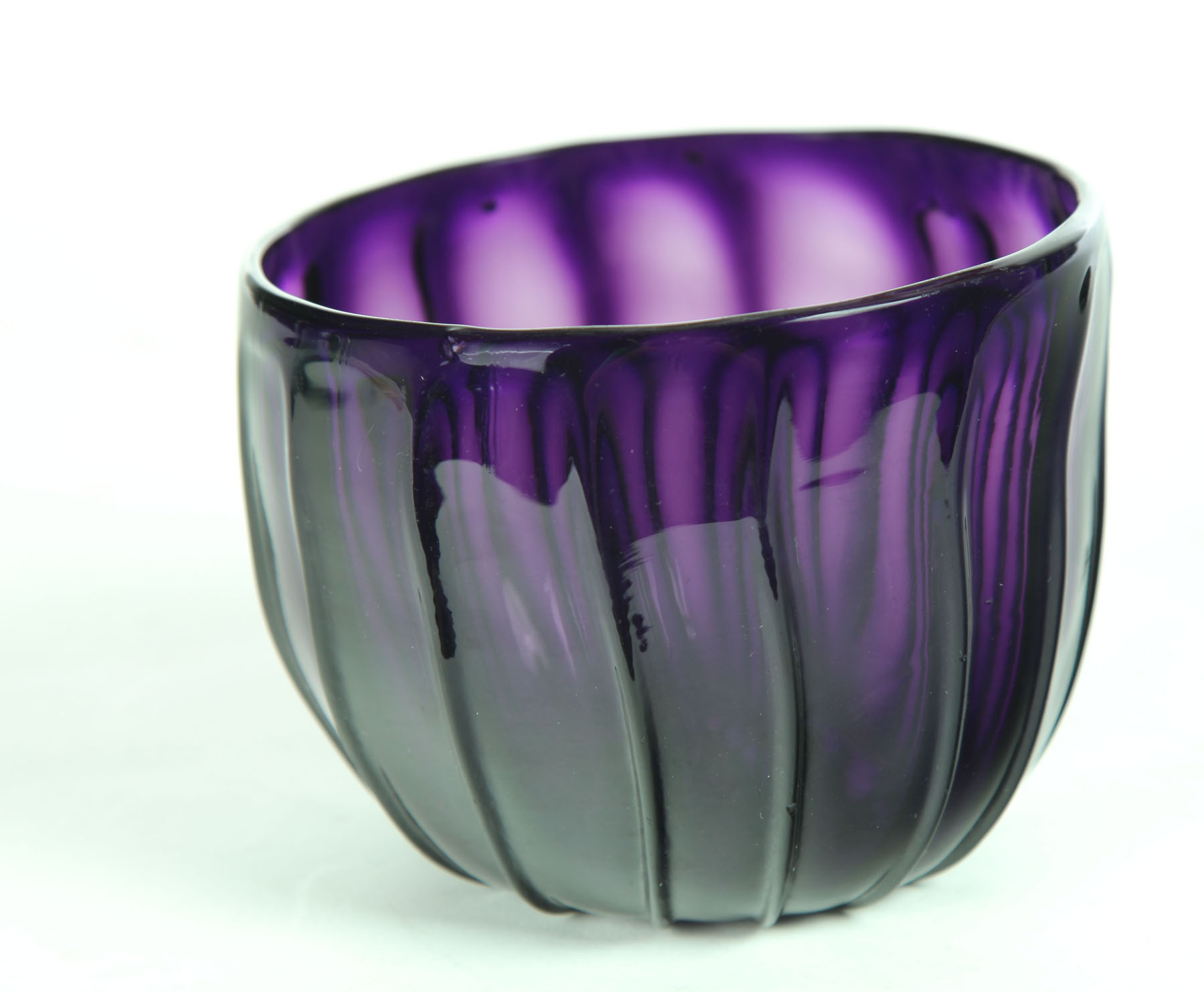 Appraisal: AMETHYST GLASS BOWL American ca Blown glass bowl with deep