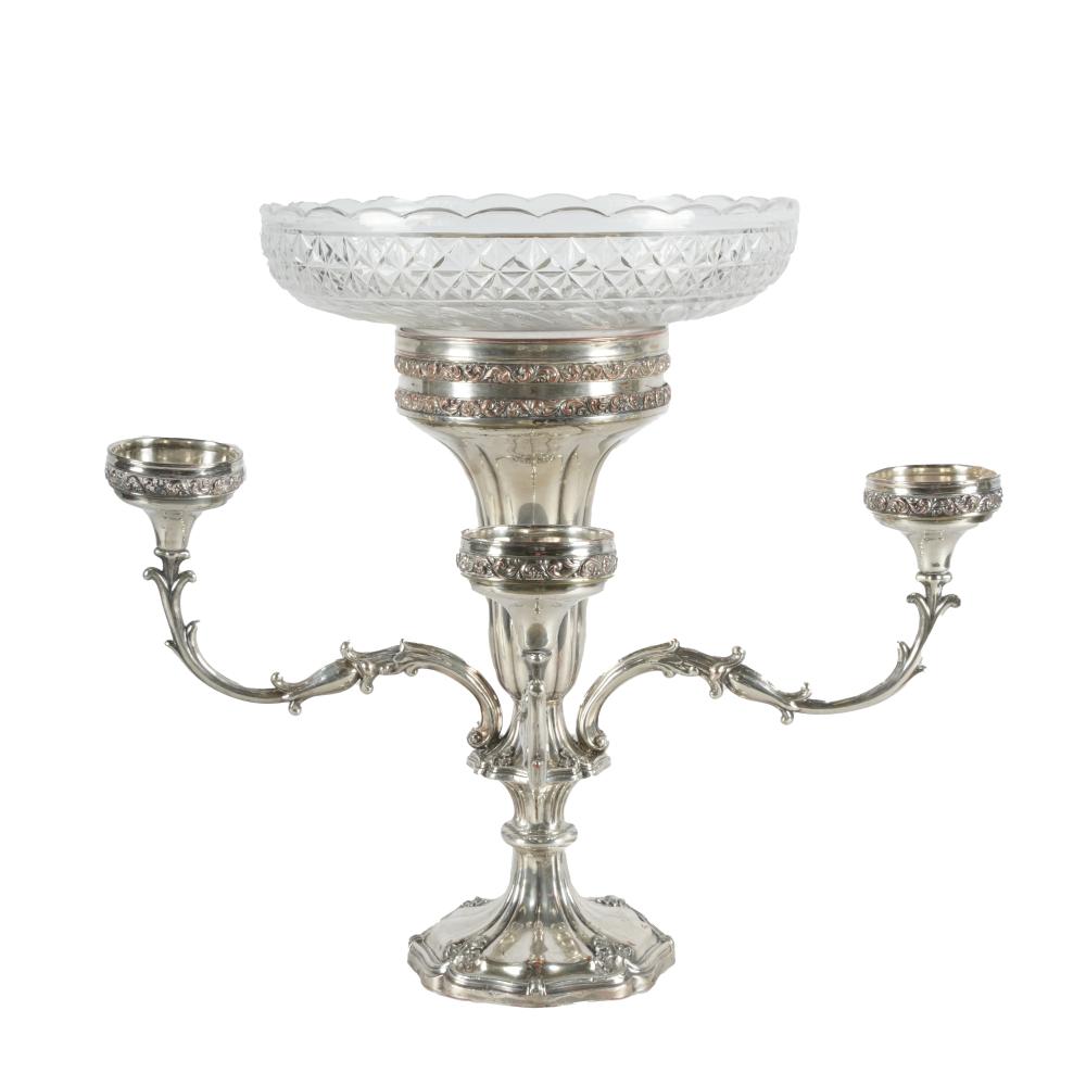 Appraisal: SILVERPLATE CUT GLASS EPERGNEunmarked Condition missing all of the smaller