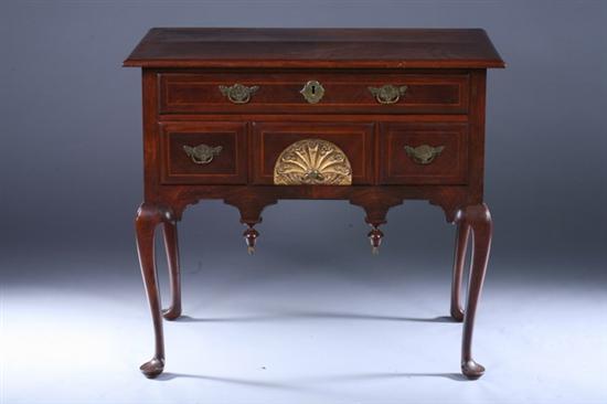 Appraisal: AMERICAN QUEEN ANNE STYLE MAHOGANY LOWBOY th century with brass