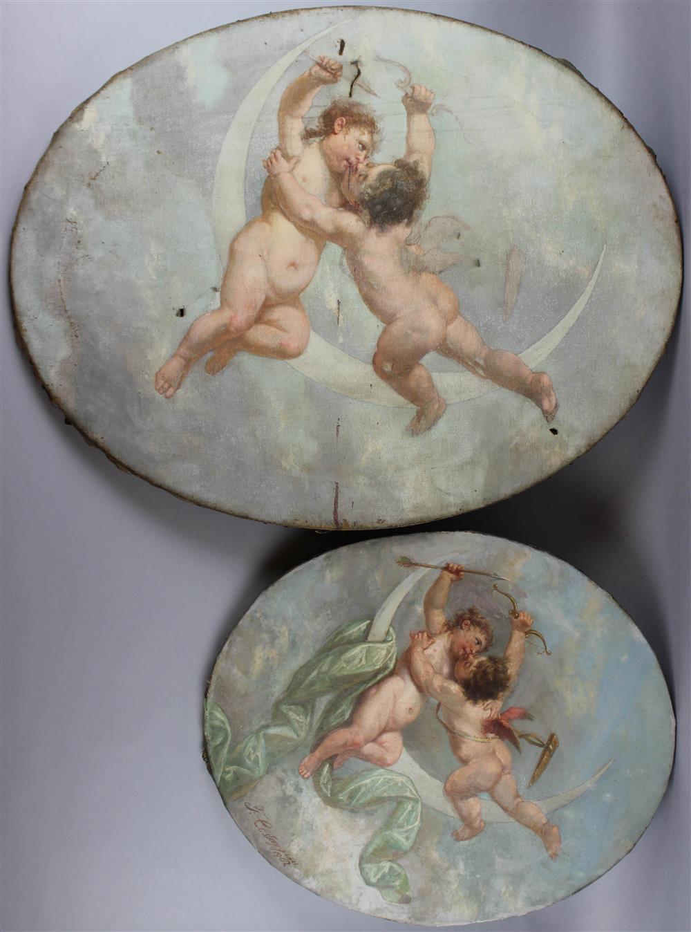 Appraisal: FILIPPO COSTAGGINI ITALIAN - A PAIR OF PUTTI Oil on