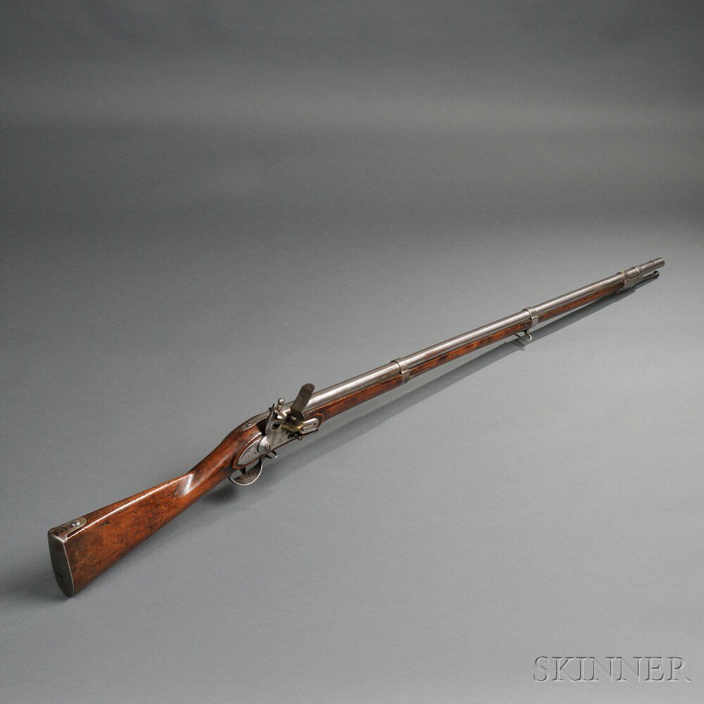 Appraisal: Model Flintlock Musket c walnut stock with a cartouche on