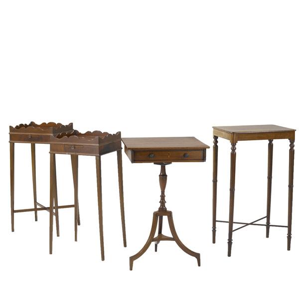 Appraisal: Three English side tables and one sewing table th th