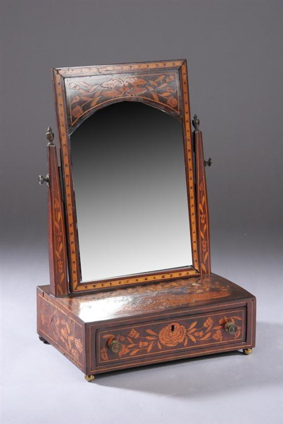 Appraisal: DUTCH MARQUETRY-INLAID DRESSING MIRROR mid- th century Rectangular frame with