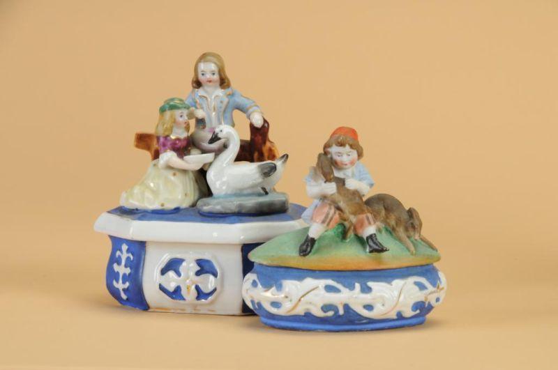 Appraisal: Lot Two Trinket Boxes Germany ca includes bisque child with