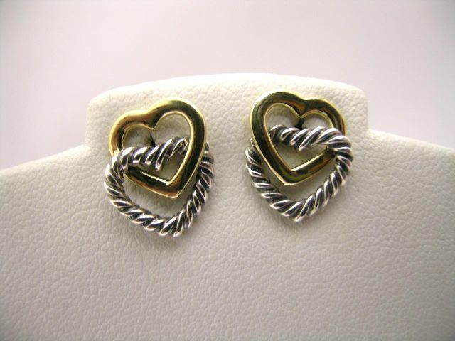 Appraisal: David Yurman K yellow gold and sterling heart motif earrings