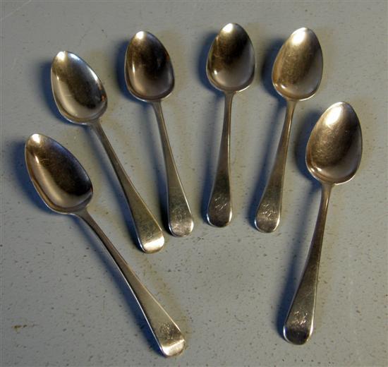 Appraisal: Set of six George III Old English pattern dessert spoons