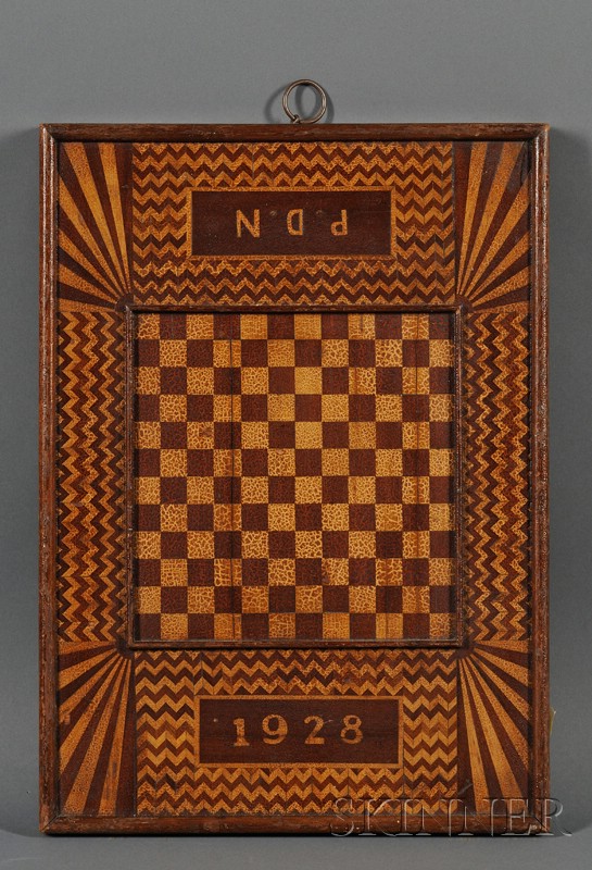 Appraisal: Inlaid Game Board Canada double-sided board inlaid with contrasting light