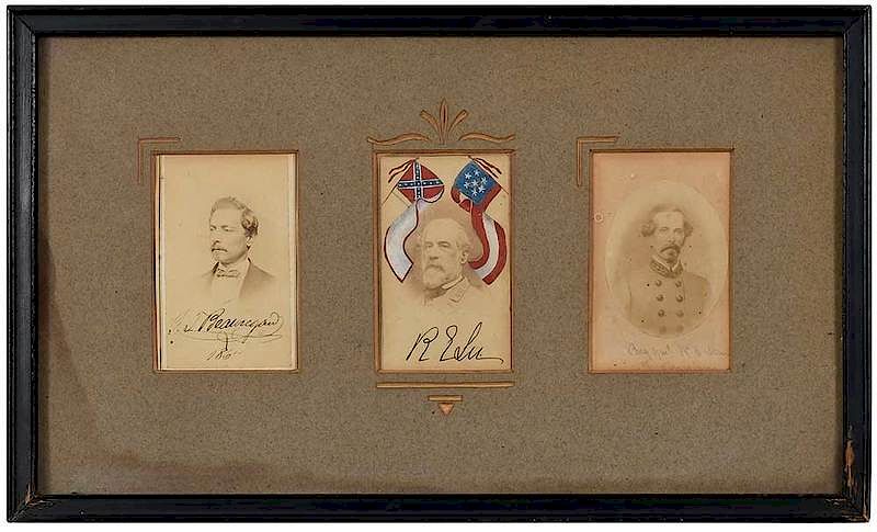 Appraisal: Robert E Lee and Generals Cartes-de-Visite framed presentation with Robert