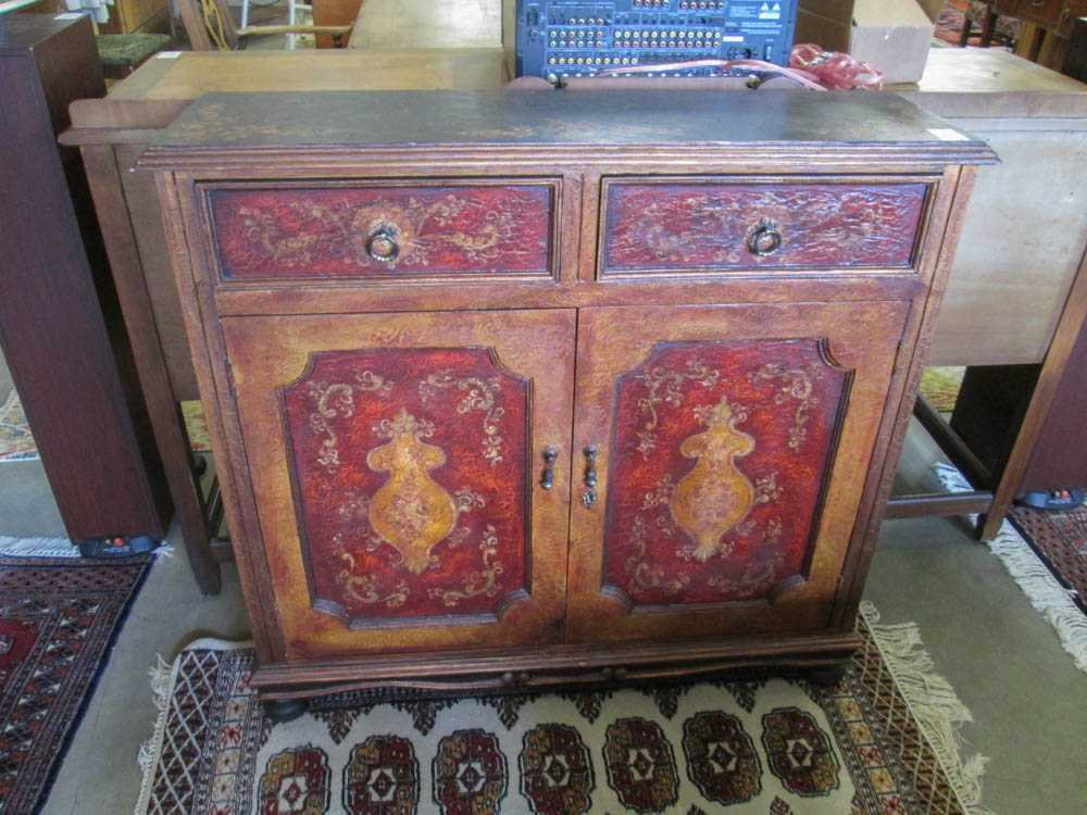 Appraisal: ANTIQUE REPRODUCTION CONSOLE CABINET Phillipines late th century having two