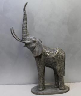 Appraisal: HAMBLETON Bud Steel Sculpture Elephant Bud Hambleton American th C