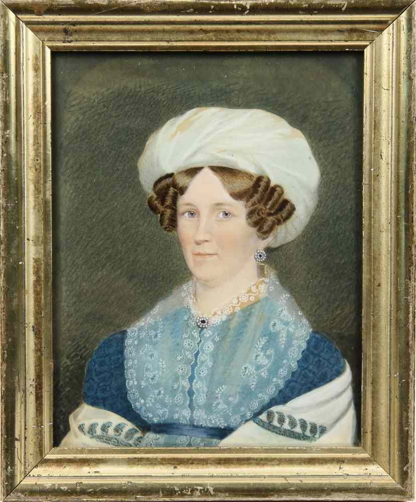 Appraisal: W C - Bust Portrait of Aristocratic Middle-aged Woman with