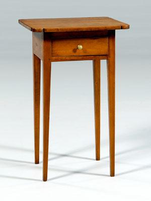 Appraisal: American Federal cherry stand top with shaped corners dovetailed drawer