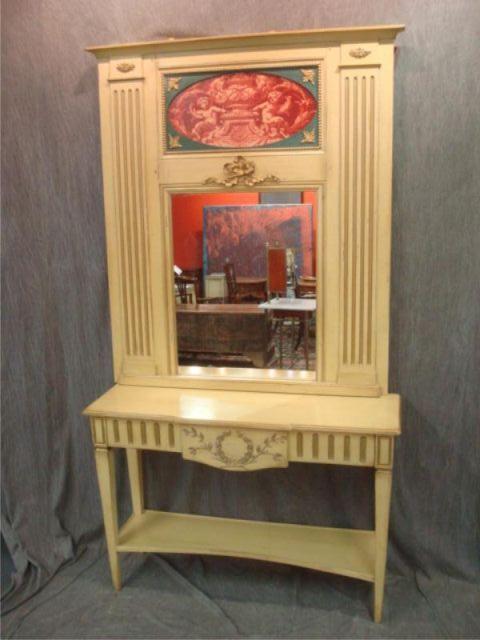 Appraisal: Trumeau Style Mirror and Drawer Console From a Greenwich CT