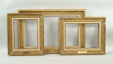 Appraisal: SET OF THREE FINE FRAMES Each with linen liners -