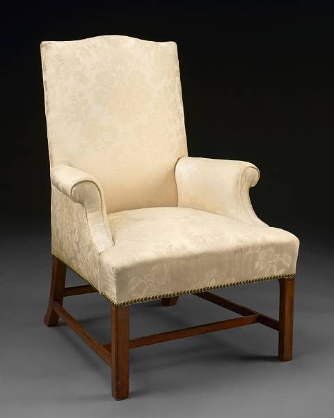 Appraisal: A George III mahogany library armchair circa The fully upholstered