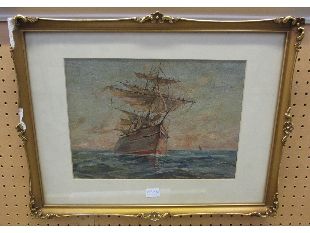 Appraisal: Oil on board of a sailing ship unsigned