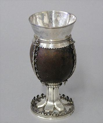 Appraisal: VICTORIAN SILVER-MOUNTED COCONUT SHELL GOBLET Probably Robert Harper London x