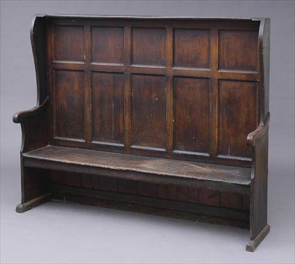 Appraisal: GEORGE III PROVINCIAL WALNUT AND PINE SETTEE The -paneled back