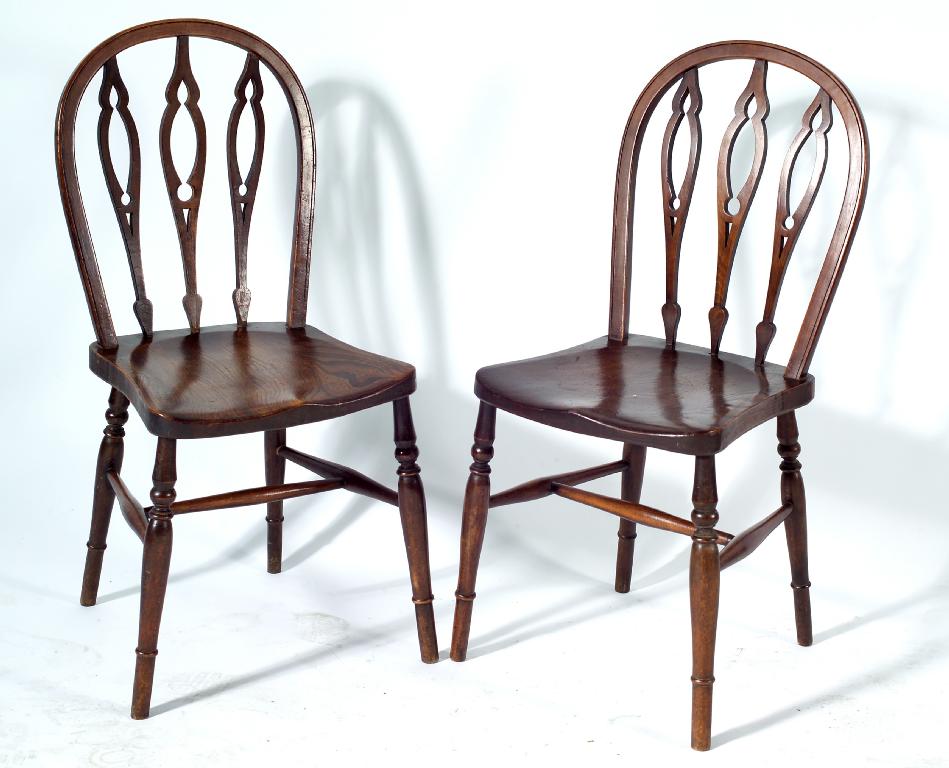 Appraisal: SET OF FOUR th CENTURY ELM WINDSOR CHAIRS each with