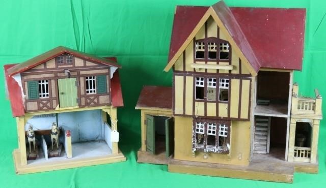 Appraisal: LATE TH OR EARLY TH C RED ROOF GOTTSCHALKDOLLHOUSE AND