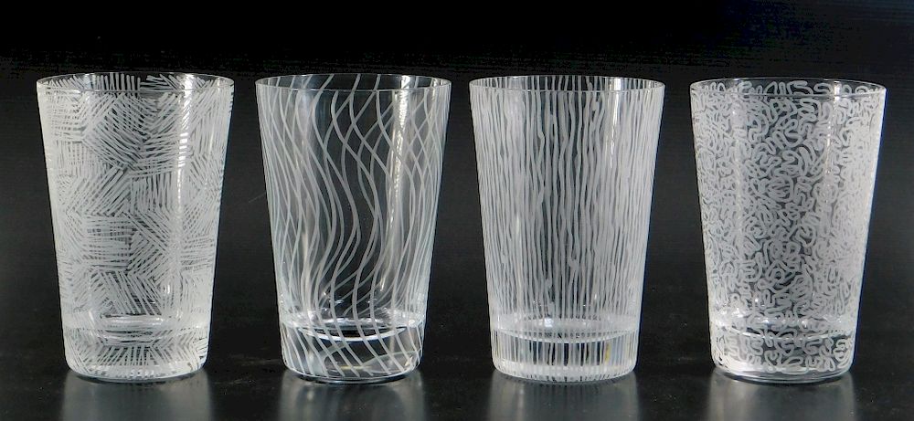 Appraisal: Sol LeWitt Hand Blown Glass Whitney Tumbler Set Sol LeWitt