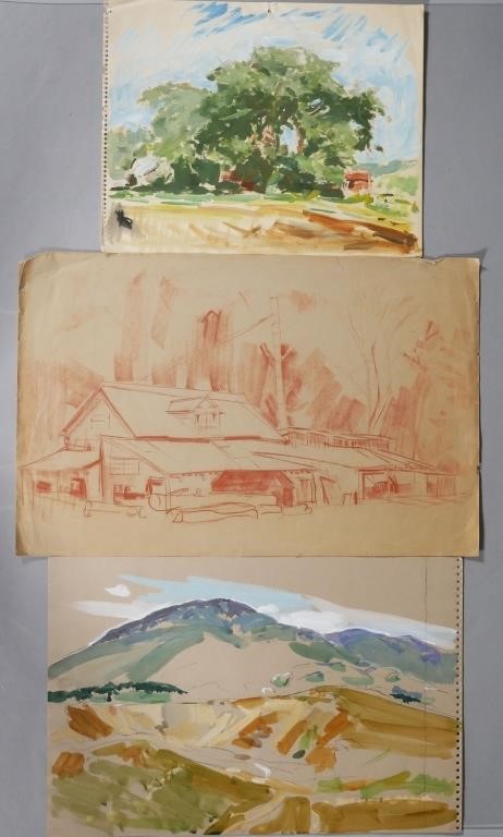 Appraisal: Three studies including two oil on paper by Jay Hall