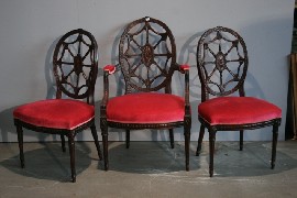 Appraisal: A set of six Hepplewhite design mahogany dining chairs including