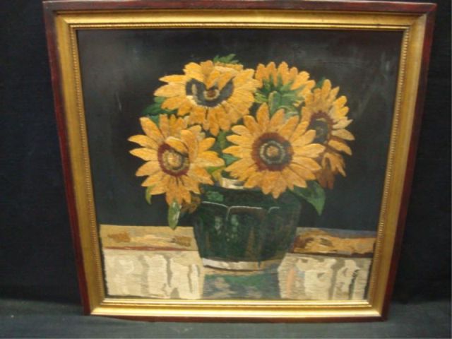 Appraisal: Antique Framed Needlepoint Still Life From a Port Washington NY