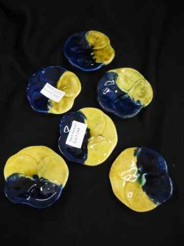 Appraisal: Majolica Pottery Butter Pats pansy form ''